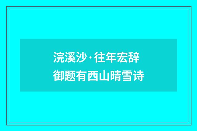 浣溪沙·往年宏辞御题有西山晴雪诗