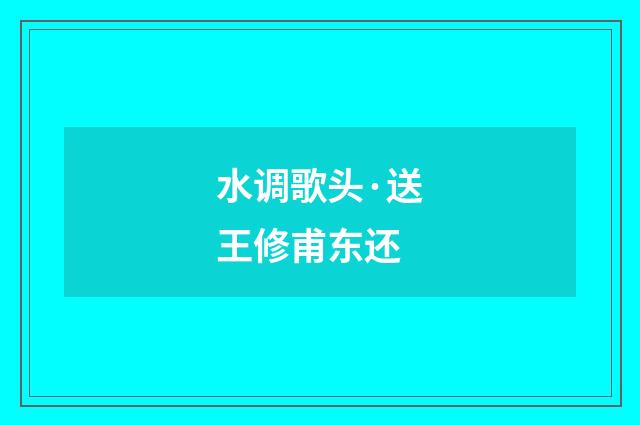 水调歌头·送王修甫东还