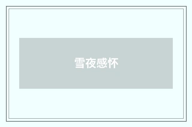 雪夜感怀