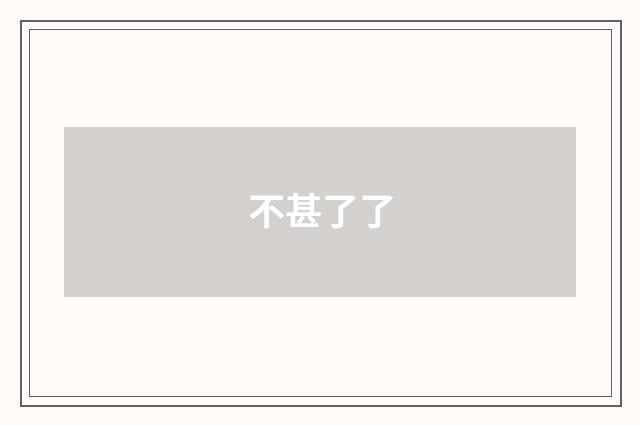 不甚了了
