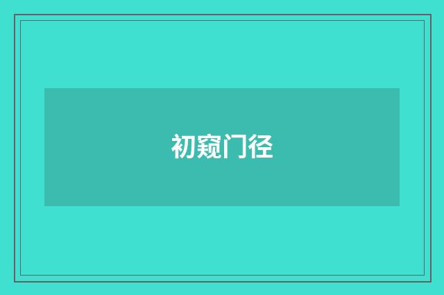 初窥门径
