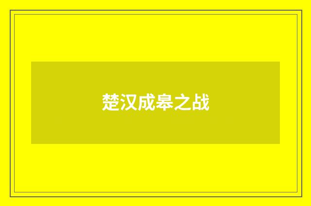 楚汉成皋之战