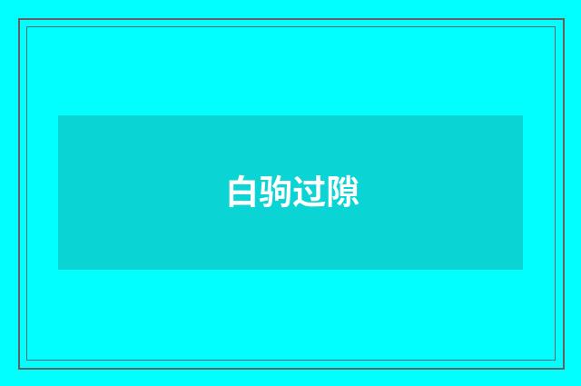 白驹过隙
