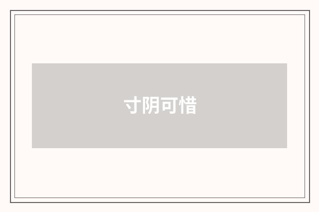 寸阴可惜