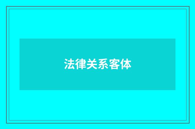 法律关系客体