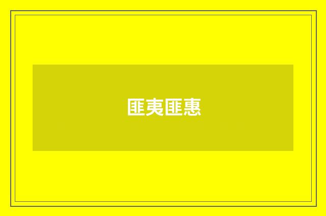 匪夷匪惠