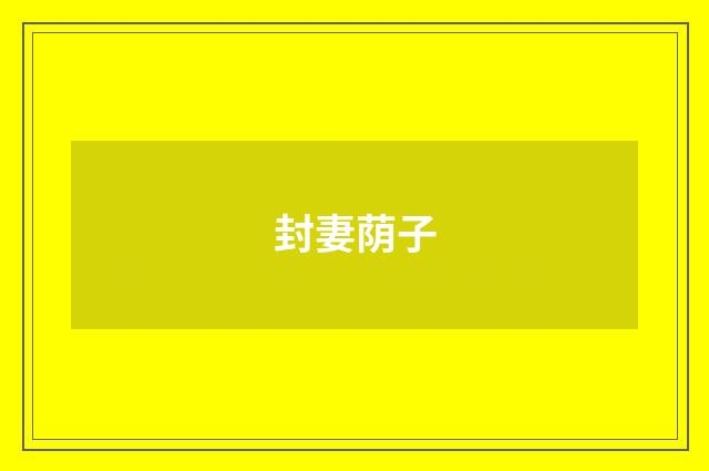 封妻荫子