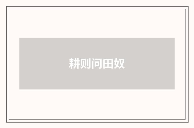 耕则问田奴