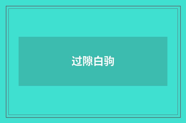 过隙白驹