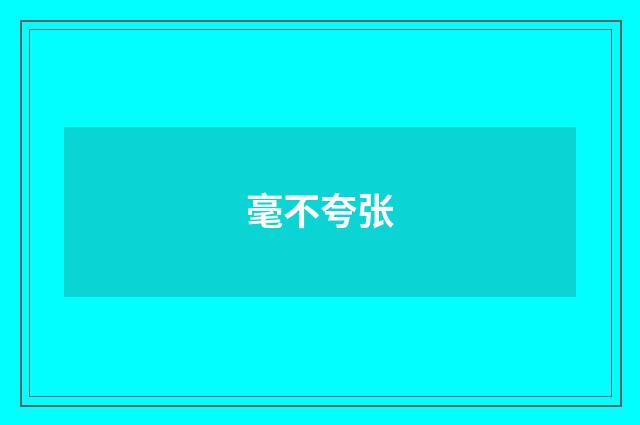 毫不夸张