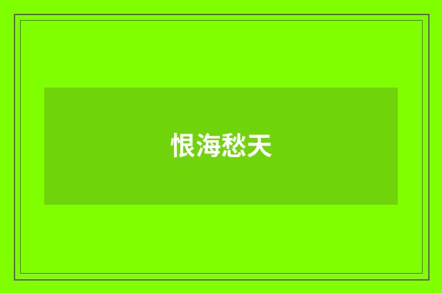 恨海愁天