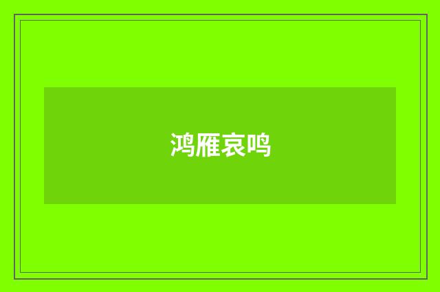 鸿雁哀鸣