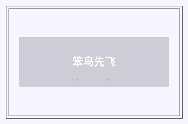 笨鸟先飞