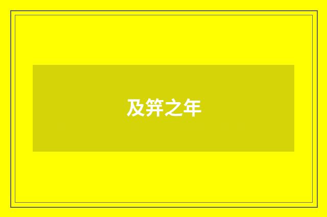 及笄之年
