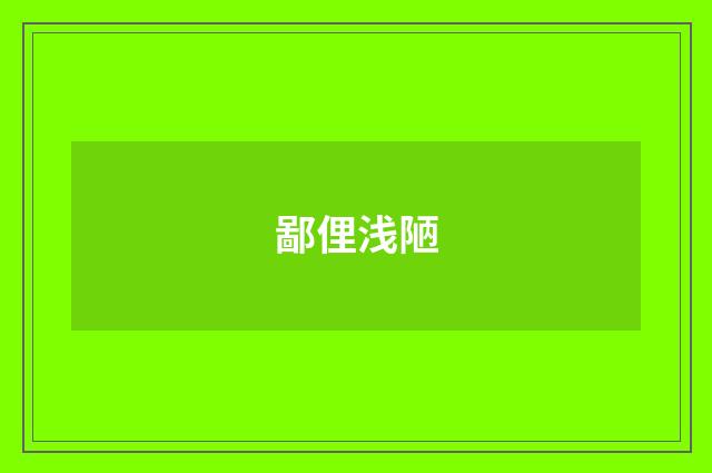 鄙俚浅陋